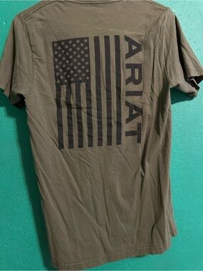 Ariat Olive Short-Sleeve Tee with Black Flag Graphic